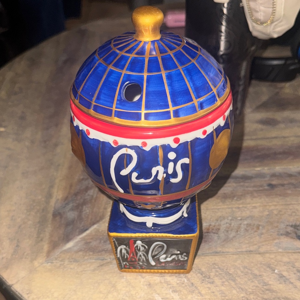 Paris Blue and Gold Decorative jar with lid